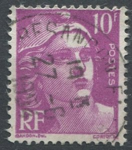 France Sc#600 Used, 10f brt vio, Marianne (1948)