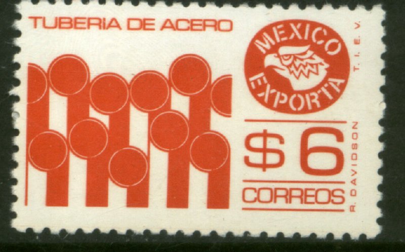 MEXICO Exporta 1121b, $6P Pipes Perf 11 Fluor Paper 7. MINT, NH. F-VF.