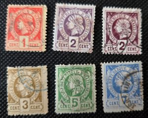 Haiti, 1882, Liberty Heads, #7-10a,12, used, SCV$15.85