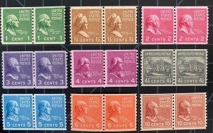 US Stamps - SC# 839 - 851 - MNH - Coil Pair - SCV = $72.00