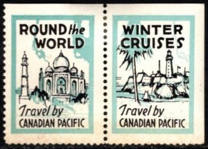 Vintage Canada Poster Stamp Travel By Canadian Pacific Round The World