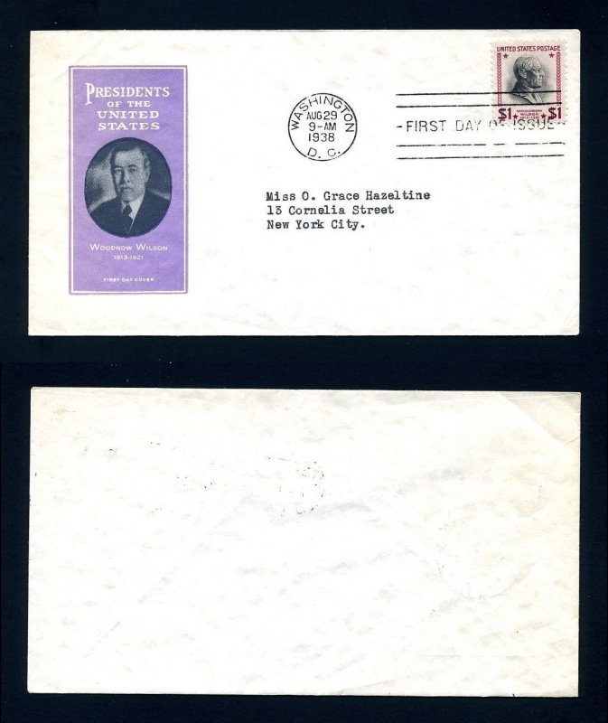 # 832 First Day Cover addressed with Ioor cachet dated 8-29-1938