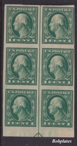 BOBPLATES #408 Washington Bottom Arrow Block of 6 F-VF MNH SCV=$12+