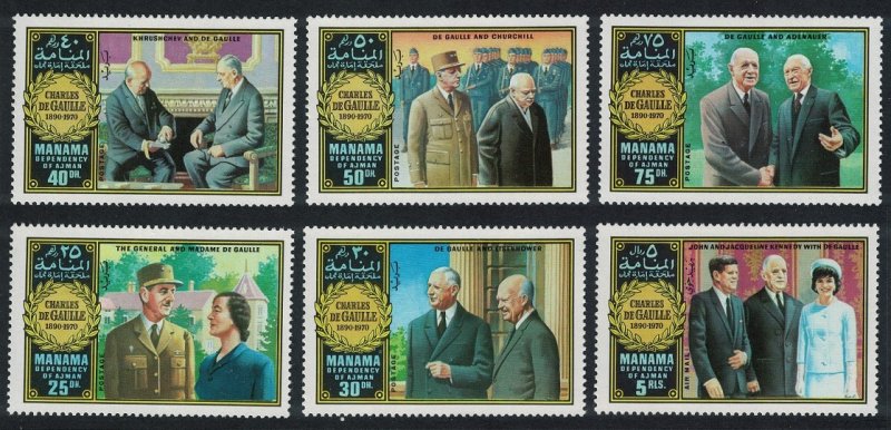 Manama De Gaulle Churchill Khrushchev 6v 1971 MNH MI#633A-638A