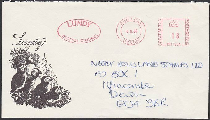 GB LUNDY 1988 cover - 21p Puffin............................................F873