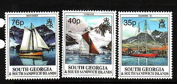 South Georgia-Sc#201-3- id2-unused NH set-Yachts-Ships-1995-