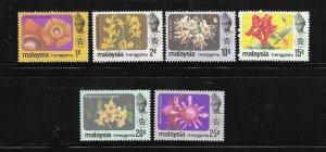 Trengganu Malaysia 1979 Flowers Definitive Sc 103-104, 106-109 MNH A1745