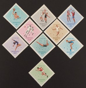 Hungary 1965 #1695-1703, International College Championships, MNH.