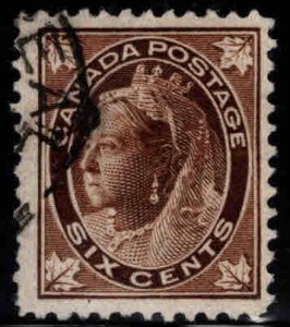 Canada Scott 71  Used 1897 Queen Victoria Six cent stamp