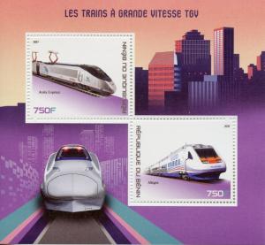 Benin 2017 MNH TGV High-Speed Trains Acela Express Allegro 2v M/S Rail Stamps 