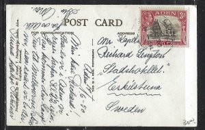 ADEN (P2508B) 1950 PPC KGVI 3A SENT TO SWEDEN 