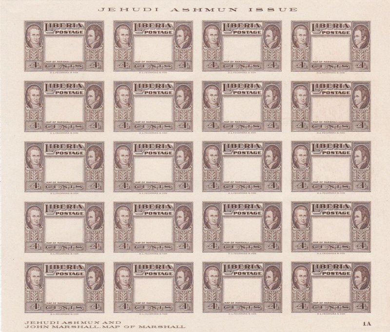 Liberia 1952 Imperf Error Mint Never Hinged Stamps Sheet Ref 35937