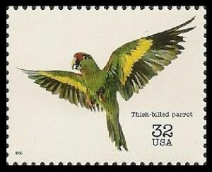 US 3105b Endangered Species Thick-billed Parrot 32c single MNH 1996