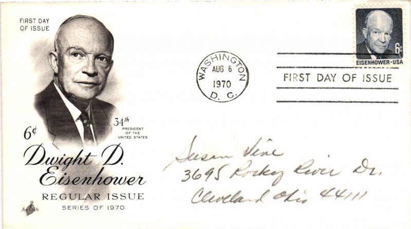 #1393 Dwight D. Eisenhower - Artcraft Cachet  