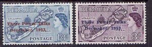 Bermuda-Sc.#164-5-unused NH set-id3-Three Power Conference-Maps-QEII-1953-