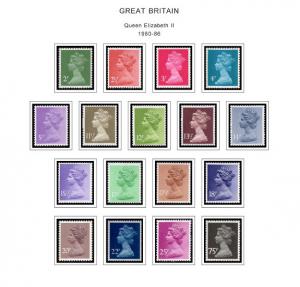 COLOR PRINTED GREAT BRITAIN 1978-1989 STAMP ALBUM  PAGES (51 illustrated pages)