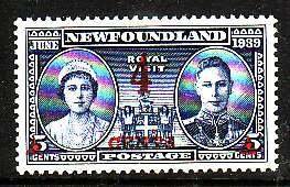 Newfoundland-Sc#250- id12-unused LH 2c on 5c Royal Visit-KGVI-1939-