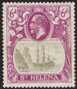 ST HELENA 1922 KGV SHIP 6D BROKEN MAINMAST VARIETY