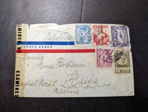 1937 Censored Ecuador Airmail Cover to Haifa Palestine