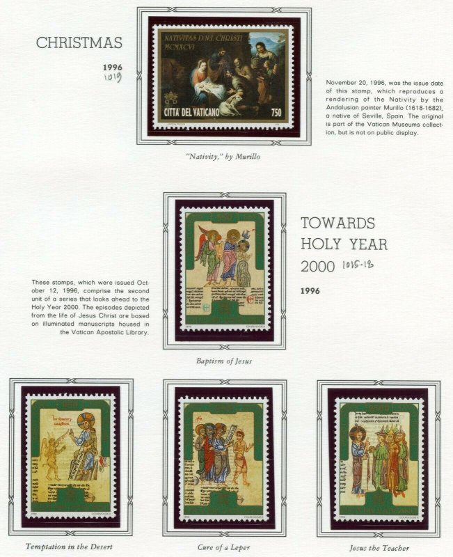 VATICAN CITY 1997  COMPLETE YEAR SET STAMPS WITH BOOKLET MINT NH ON ALBUM PAGES