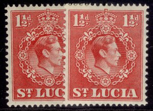 ST. LUCIA GVI SG130 + 130a, 1½d PERF VARIETIES, M MINT.