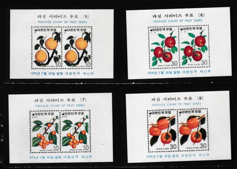 Korea (South) # 893a-902a, Fruit, Souvenir Sheets, Mint LH, 1/3 Cat.