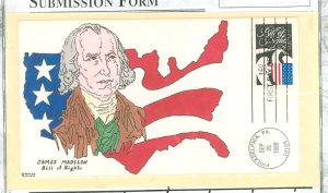 US 2421 1989 25c Bill of rights single or a multi-color Kribb's cachets