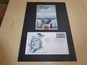 Charles Lindbergh USA FDC Cover and mounted photograph mount size A4