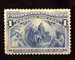 HS&C: Scott #230 1 Cent Columbian Mint VF LH US Stamp