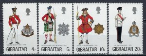 Gibraltar 318-21 MNH 1975 Military Uniforms (ak2916)