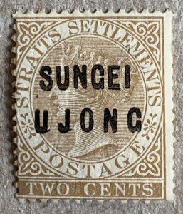 Sungei Ujong 1881 2c wmk CC.  Scott 4b CV $475.00, SG 6. Signed by experts