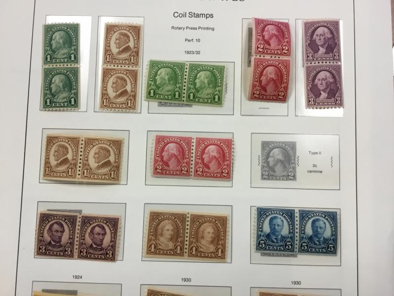 (BJ STAMPS) US  597-723  1923-1932 16 MINT NH Coil pairs