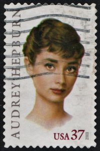 SC#3786 37¢ Legends of Hollywood: Audrey Hepburn Single (2003) Used