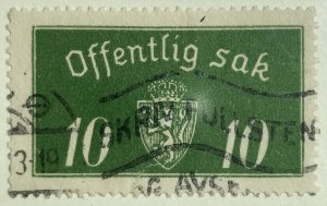 AlexStamps NORWAY #O12 VF Used 