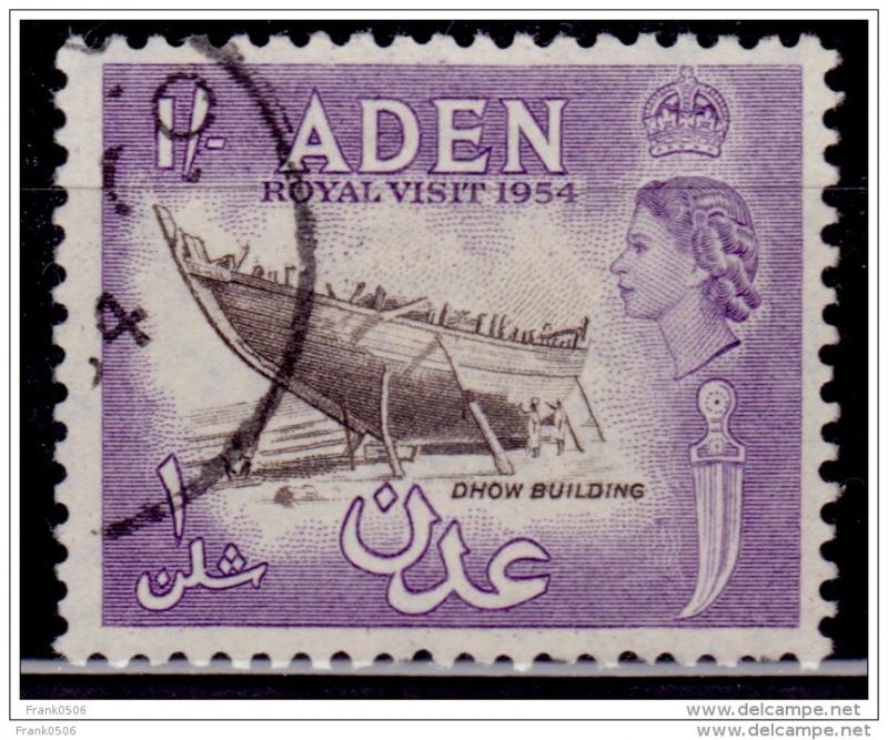 Aden 1953-1959, Dhow building, 1sh, Scott#55, used