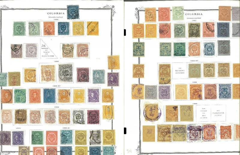 Colombia 1871-1967 Mostlu Used (a few Mint) JHinged on Scott Specialty Pages