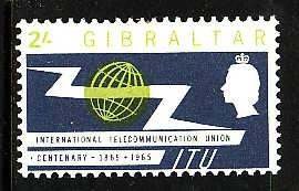 Gibraltar-Sc#168- id3-unused NH 2sh ITU-omnibus-1965-