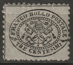 Italy Roman States 1868 Sc 20 Papal States MH disturbed gum