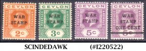 CEYLON - 1918 WAR TAX STAMPS KGV OVERPRINTED - 4V - MINT LH