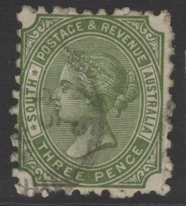 SOUTH AUSTRALIA SG183a 1890 3d OLIVE-GREEN p10 USED 