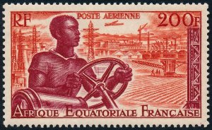 French Equatorial Africa 1955 Airmail 200f Native Driver & Docks SG275 MNH
