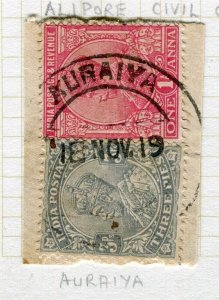 INDIA; Fine POSTMARK on early GV issue used value, Auraiya