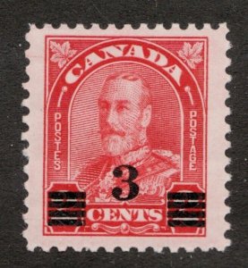 1932 Canada Sc# 191 - 3¢ on 2¢ (provisional) KGV ARCH/LEAF Jumbo Wide