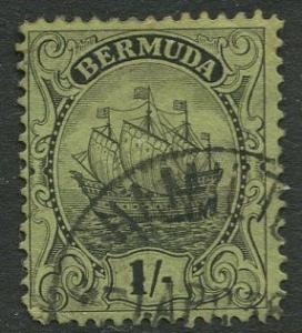 Bermuda - Scott 93 - Caravel - Wmk 4 -1928 - VFU -Single 1/- Stamp