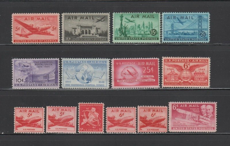 US,C32-C45,POST WW2,MNH,VF,1940'S AIRMAIL COLLECTION MINT NH,OG