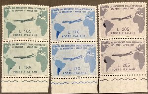 Italy Scott# 832-4 MNH pairs w/selvage