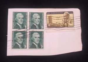 C) 1970 UNITED STATES, SHEET WITH BLOCK OF 4 STAMPS BY THOMAS JEFFERSON . MINT