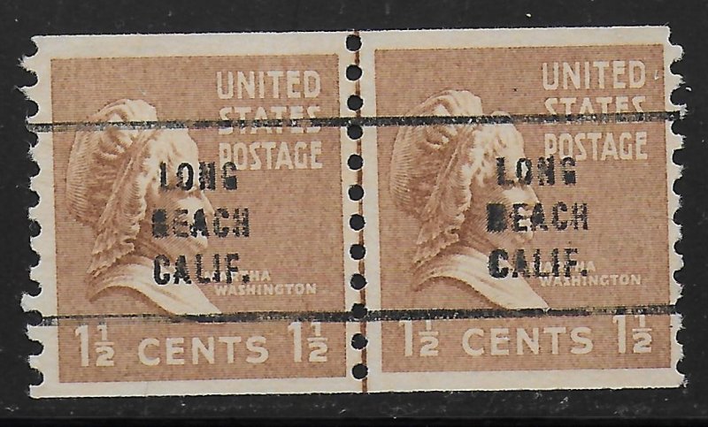 Precancel - Long Beach, CAPSS 840-63 Coil Line Pair 