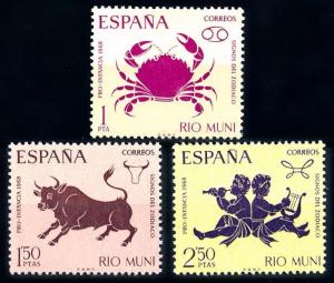 [68206] Spanish Colony Rio Muni 1968 Zodiac Signs Cancer Gemini Child Aid  MNH