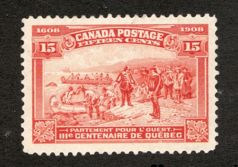 #102  -  Canada -  1908 -  15 Cent -  MH  -  F/VF -  superfleas cv$235